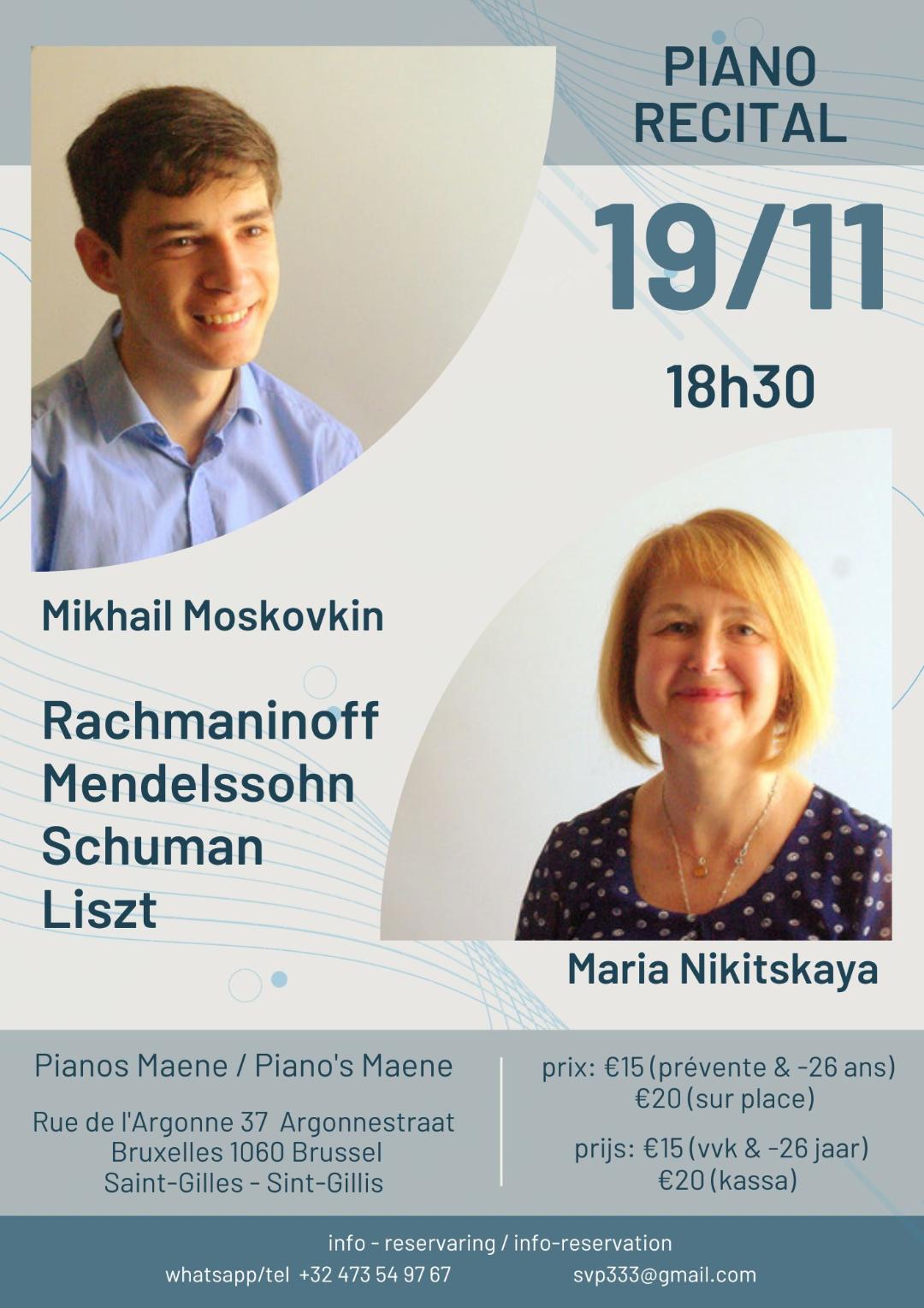 Récital piano de Mikhaïl Moskovkin et Maria Nikitskaya.